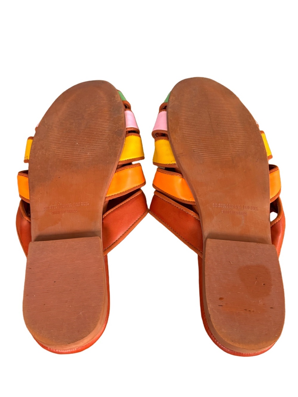 Farm Rio Rust Rainbow Beaded Mule Slides Boho Brazilian size 8.5 - Picture 5 of 8
